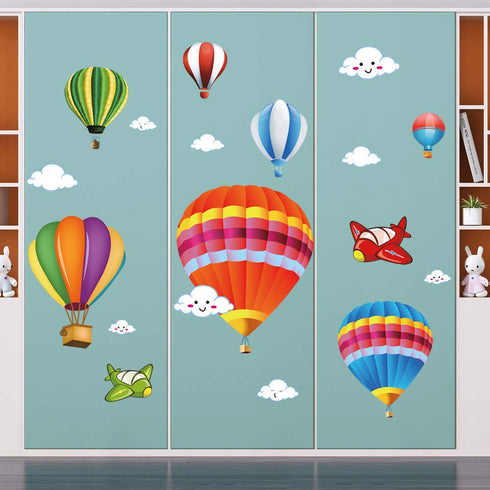 Amaonm Removable Creative 3D Hot air Balloon Aircraft and Smile Clouds Wall Decals Kids Room Wall Decorations Art Decor Stickers Nursery Decor 3D ...