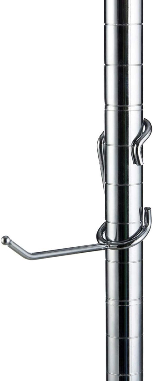 Shelf Pole Hooks | 5-Pack 4" All-Purpose Hooks | Chrome | Heavy-Duty Snap-On for 1" Metro, Wire, or Metal Shelving | Ideal for Garage, Kitchen & W...