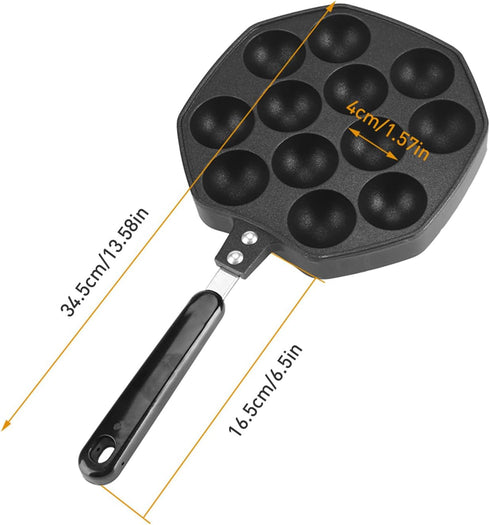 Takoyaki Maker,12 Holes Aluminum Takoyaki Pan Non Stick Grill Pan Plate Cooking Baking Mold Tray Takoyaki Grill Pan for Takoyaki and Round Pancake...