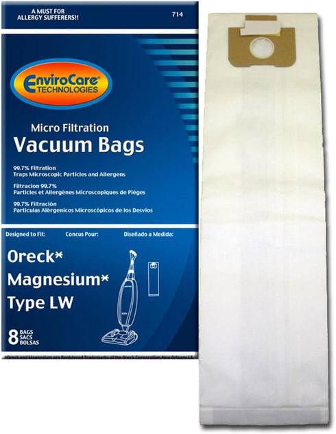 EnviroCare Replacement Vacuum Cleaner Dust Bags made to fit Oreck Magnesium Type LW Uprights 8 Pack...