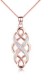 YFN Irish Celtic Knot Created Opal Pendant Necklace Sterling Silver Black Necklaces for Women Men 18"...