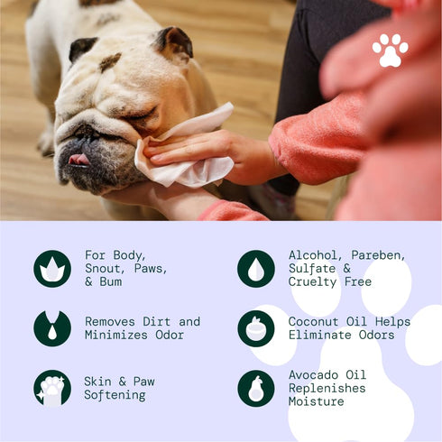 AL?H Hypoallergenic | All-Natural | Multi-Purpose Pet Wipes. Lavender + Wild Mint 50ct Wipes...