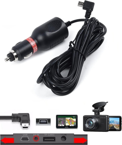 Dash Cam Charger Cable GPS Navigator Power Cord for Dash Cam GPS MP3 Player GPS Navigator Charging for 12V Car and 24V Truck Car Power Adapter Cab...