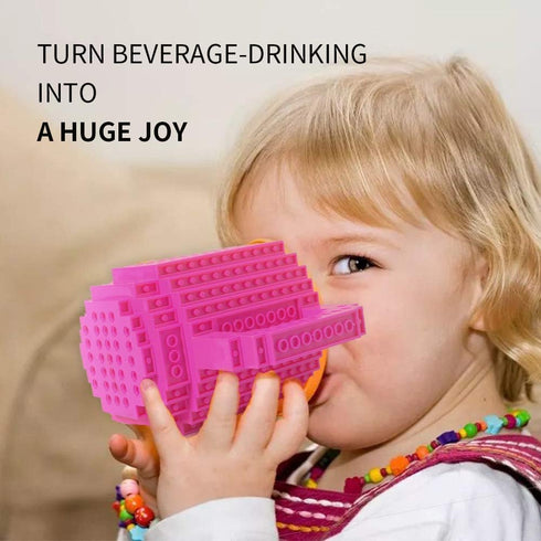 Build-on Brick Coffee Mug, Funny DIY Novelty Cup with Building Blocks Creative for Kids Men Women Xmas Birthday (Rose)...