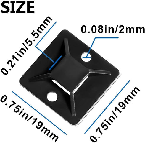 Zip Tie Mount 3/4" Black Small Wire Tie Adhesive Mounting,100 Pcs for Wire Clips Cable Management Cable Tie Anchors,Durability Pro-grade UV Wire H...