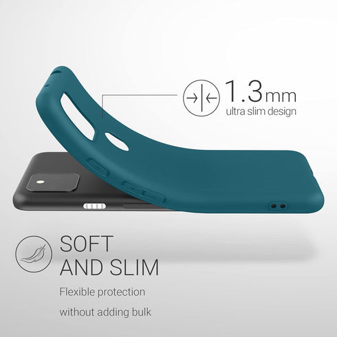 kwmobile Case Compatible with Google Pixel 5a 5G Case - Soft Slim Protective TPU Silicone Cover - Teal Matte...