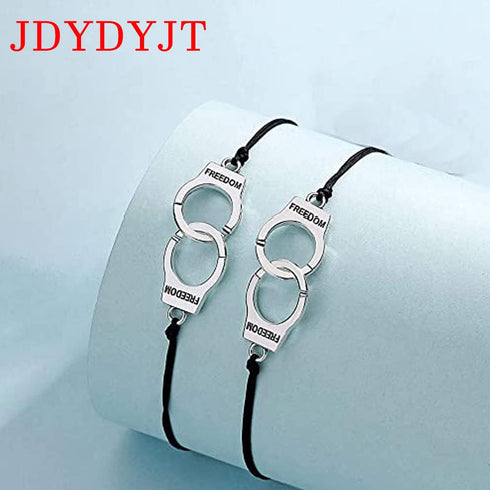 YJT Partners in Crime for 2 Best Friends Handcuff BFF Bracelets Girls Women Friendship Bracelets for Couples, Mom and Daughter 2PC, with 2 Message...