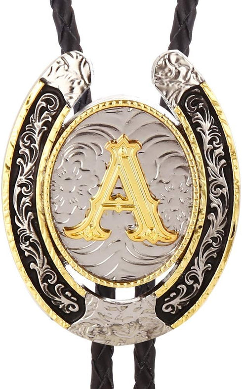 HUABOLA CALYN Bolo Tie for Men- Golden Initial Letter ABCDMJR to Z Western Cowboy Bolo Tie for Women...