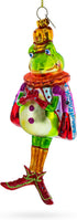Frog King Donned in Robe Blown Glass Christmas Ornament...