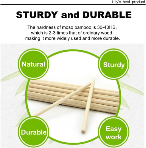 HOPELF 25PCS Wooden Dowel Rods - 1/4 x 12 Inch Bamboo Sticks - for Crafts, Cake Dowels and DIY Projects...