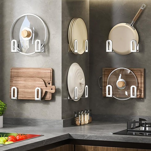 Self Adhesive Stainless Steel Pan Cover Racks ,Pantry Organization Rack, Cutting Board Storage , Pot Lid Holder...
