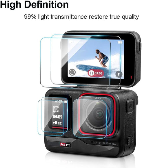 Lens Screen Protector for Insta360 ACE Pro Camera,Tempered Glass Film for Insta360 ace Pro, Ultra HD, 9H Hardness, Scratch Resistant [Not fit Inst...