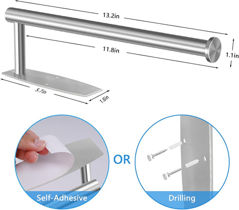 Paper Towel Holder, Self Adhesive or Drilling Paper Towel Holder Under Cabinet for Kitchen, Bathroom, Sink, Pantry, Fridge, Stainless Steel Paper ...