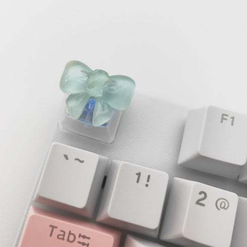 Personalized Cute Bowknot Transparent Keycap Handmade OEM Profile Keycap Base DIY Custom ESC Backlit Keycap for Mechanical Keyboard MX Switch (Blu...