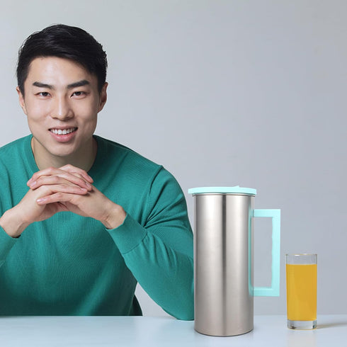 Cabilock Stainless Steel Iced Tea Pitcher:Beverage/Water Pitcher with Lid Hot Cold Water Pitcher Bedside Water Carafe for Fridge Beverage Carafe...