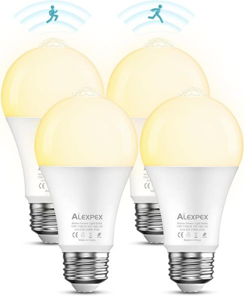 Motion Sensor Light Bulbs, 13W(100W Equivalent) 1100lm Motion Activated Auto Dusk to Dawn LED Bulb, A19 E26 2700K Soft White Outdoor/Indoor Lighti...