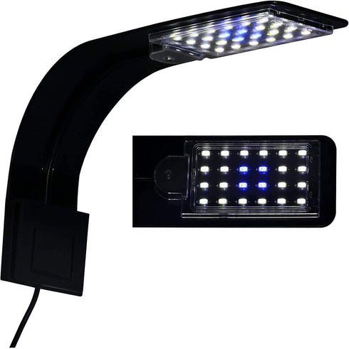 10W Super Slim Aquarium Fish Tank 5730 LED Light Clip-on Lamp Aquatic Plant Lighting (Black Body White+Blue Light)...