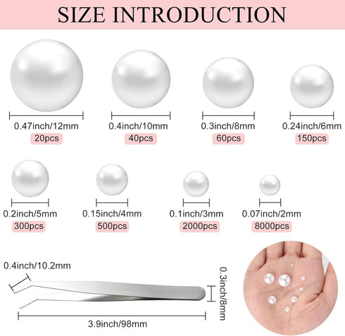 FEPITO 11070 Pcs Flat Back Pearl 8 Sizes Half Round Pearls Flatback Pearl Beads Half Pearl Bead for Crafts Embellishment Shoes Phone Nail Making...