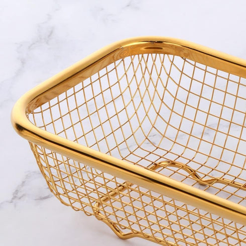 Kitchen Drawer Organizer, BuyGo Stainless Steel Storage Container Gold Metal Cabinet Storage Basket for Holding Silverware Kitchen Utensil, Pack o...