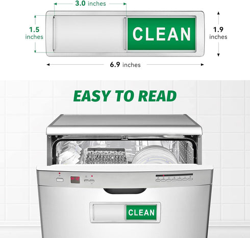Cimkiz Dishwasher Magnet Clean Dirty Sign Shutter Only Changes When You Push It Non-Scratching Strong Magnet or 3M Adhesive Options Indicator Tells Whether Dishes Are Clean or Dirty (Silver)