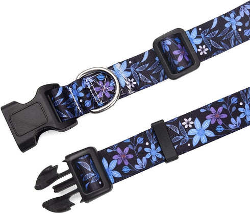 Dog Collar and Leash Set for Small Dogs, with Floral Print, Soft Comfortable Adjustable Collar for Small Medium Large Dogs, Floral Pattern for Gir...