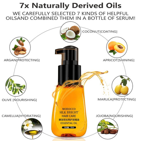 Hair Oil Serum for Frizzy Hair,Smooth & Shine Anti-frizz Hair Serum,Morocco Oil Silk Bright Hair Frizz-free Serum,Smoothing Natural Hair Care Esse...