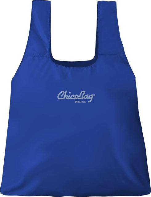 ChicoBag Original Compact Reusable Grocery Bag with Attached Pouch and Carabiner Clip- 4 Pack Blue...