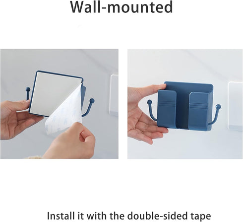4Pcs Wall Mount Phone Holder Adhesive Wall Phone Mount Charging Stand and Remote Control Stand Multipurpose Socket Pocket Universal Deck Storage B...