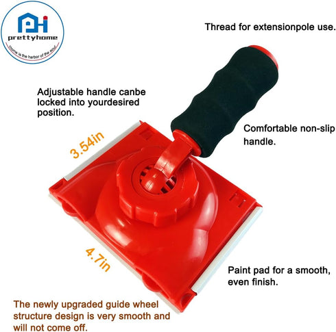 Paint Pad Applicator with Upgraded Guide Wheel Structure | Paint Edge Trimmer Plus Two Replace Pads | Walls & Ceilings Pad Painter | Paint Edger f...
