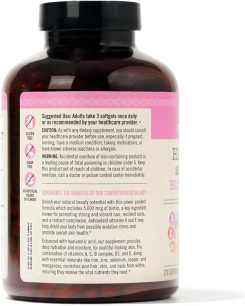 NatureWise Hair Skin and Nails Vitamin, Biotin 5000mcg w/Hyaluronic Acid, Multivitamin for Women w/Vitamin C, Vitamin B Complex, Vitamin D, A, E -...