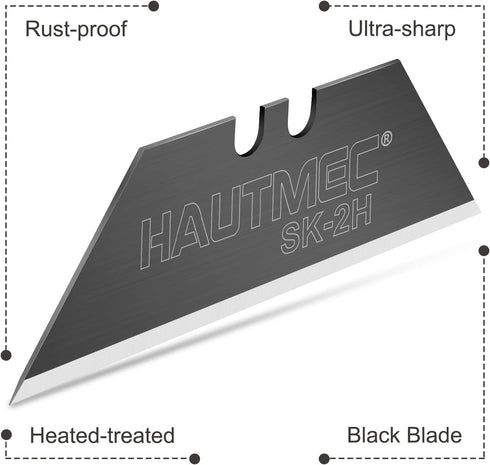 HAUTMEC 20-Pack Utility Knife Blades with a Safety Dispenser, Standard Replacement Blades for Heavy Duty Utility Knives and Box Cutters, Sharper S...