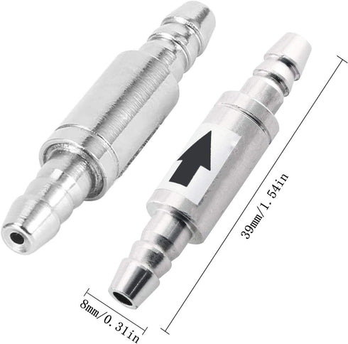 2 PCS Stainless Steel One Way Check Valve,Air CO2 Line Tubing Regulator for Anti-Backflow Non-Return in Aquarium System...