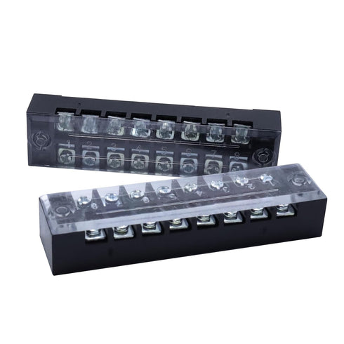 Antrader 10-Pack 8 Positions Dual Rows 600V 15A Wire Barrier Block Screw Terminal Strip with Cover TB-1508...