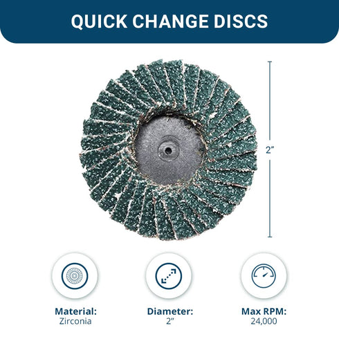 Benchmark Abrasives 2" Quick Change Zirconia Flap Disc Grinding Wheel with Male R-Type Back Design for Cleaning Finishing Deburring of Irregular S...