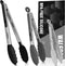 Walfos Silicone Tongs for Cooking - Heat Resistant Kitchen Tongs Set of 3 for Cooking, Grilling, Turning, Stainless Steel and BPA Free Silicone Ti...