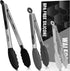 Walfos Silicone Tongs for Cooking - Heat Resistant Kitchen Tongs Set of 3 for Cooking, Grilling, Turning, Stainless Steel and BPA Free Silicone Ti...