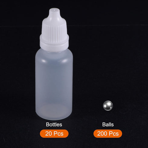 uxcell 200pcs 5.5mm 304 Stainless Steel Balls with 20pcs 15ml PE Bottle for Model Paint...