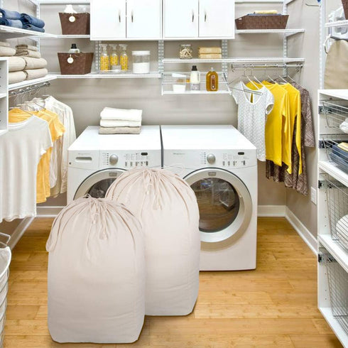 MCleanPin Washable Laundry Bags with Handles,140L Dirty Clothes Storage for College Dorm & Travel,2 Pack (Beige)...