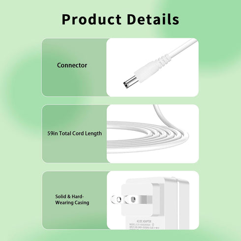 5V Baby Swing Charger, Power Cord Replacement for Graco DuetSoothe, Simple Sway Swing, Glider LX, DuoGlider, Sweetpeace, LED Power Supply (White)...