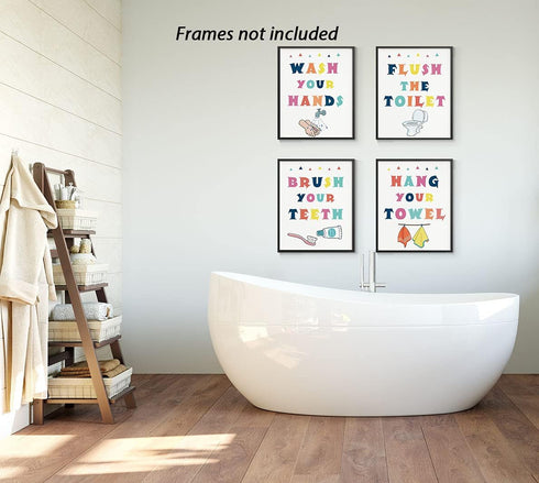 InSimSea Wall Art Prints Poster Funny Bathroom Signs Prints, Bathroom Quotes and Sayings Art Pictures Artwork, Kids Aesthetic Room Wall Decor, set...