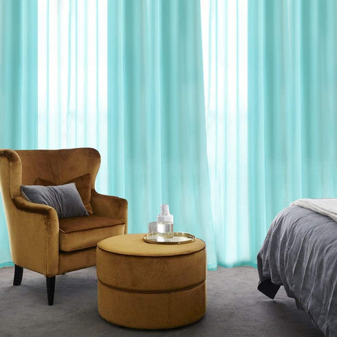 MIULEE 2 Turquoise Semi Sheer Window Curtains Elegant Grommet Top Voile Panels/Drapes/Treatment Aqua Blue Linen Textured for Bedroom Living Room D...
