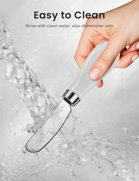 2 Pack Stainless Steel Butter Spreader Knife, Butter Knife with White Porcelain Handle, Cheese Butter Spreader Knives for Kitchen...