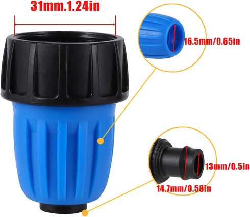 5 Pcs Drip Irrigation 3/4 To 1/2 Inch Adapter, For 1/2 inch (16MM) Irrigation Tubing (OD 0.620 in.ID is 0.520. in),Blue US Garden Water Hose GHT 3...