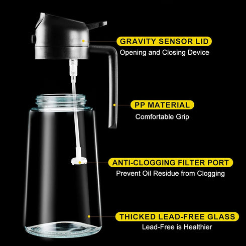 PARACITY Oil Dispenser Bottle for Kitchen, 2 in 1 Olive Oil Sprayer and Oil Dispenser, Oil Spray Bottle 500ML/ 17OZ for Cooking, Kitchen, BBQ, Air...