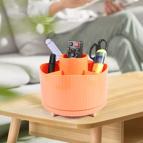 360 Rotating Makeup Brush Organizer, 5 Grids Makeup Brush Holder with Makeup Brush Cleaning Box, for Cosmetics, Nail Polish, Desk Storage Containe...