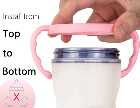 Baby Bottle Handles for Comotomo 5 Ounce & 8 Ounce Silicone Baby Bottles, Compatible Comotomo Bottle Holder for Baby, Pack of 2, Pink...