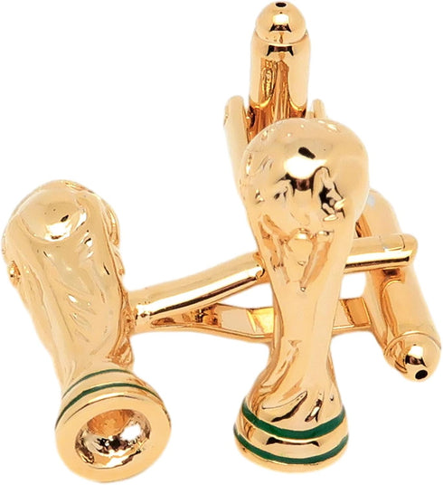 14K Gold Plated Football World Cup Tropy Cufflinks for Men In Gift Case Football Fan Men's Cuff Link for Wedding Shirt Party Business Regular Anni...