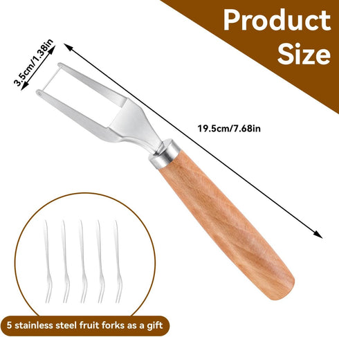 Watermelon Slicer Cuts Watermelons into Cubes, Stainless Steel Melon Cutter with Wooden Handle, Watermelon Cutting Tool Fruit Cutter with 5 Fruit ...