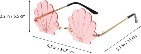 STOBOK Rimless Sunglasses, Seashell Shape Sunglasses Metal Sunglasses Fashion Sunglasses for Photo Props, Party (Yellow)...