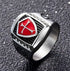 Men's Stainless Steel Ring Knight ring Templar Ring biker Crusader Cross masonic Red Size 10...